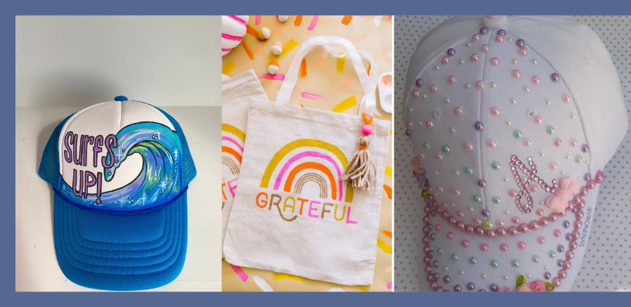 School holiday workshop - Bedazzle and Fabric paint a cap and tote bag - Saturday 10 January - 9am-11am