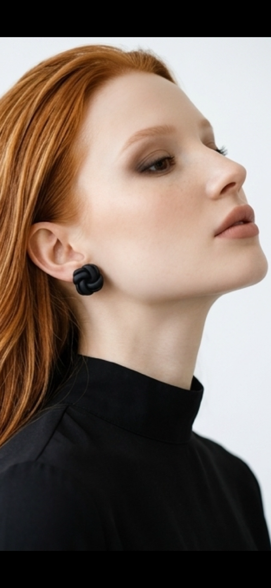 Nautical Knot - Black or White Stud Earrings Large