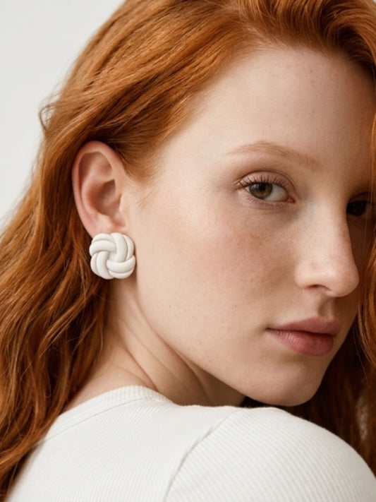 Nautical Knot - Black or White Stud Earrings Small